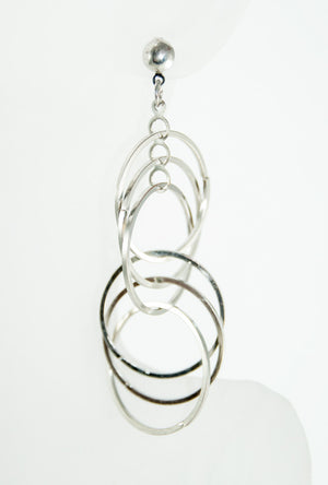 Silver multi circle link earrings - Desi Royale