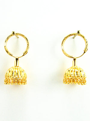 Golden Jhumka earrings - Desi Royale