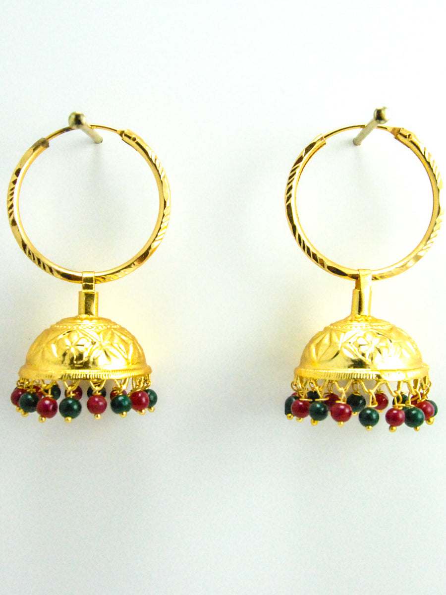 Desi Jhumka earrings with Multicolored beads - Desi Royale