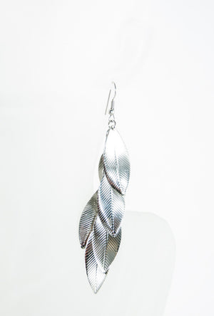 Silver multi leaf earrings - Desi Royale