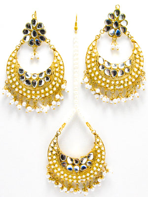 Maharani Kundan Earrings and Mang Tikka Set - Desi Royale