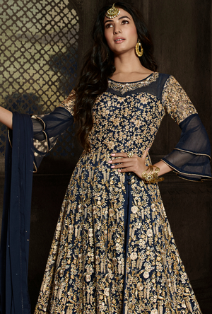 Navy Blue Anarkali Suit