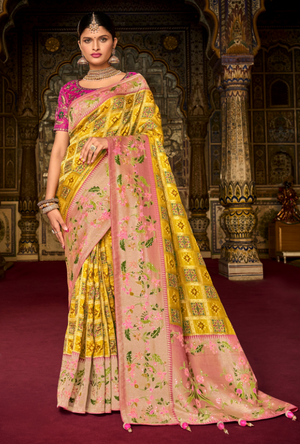 Yellow and Pink Saree