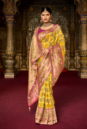 Yellow and Pink Saree