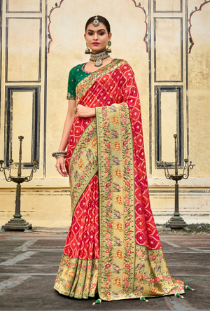 Red and Green Saree