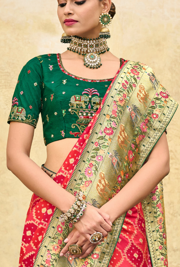 Red and Green Saree