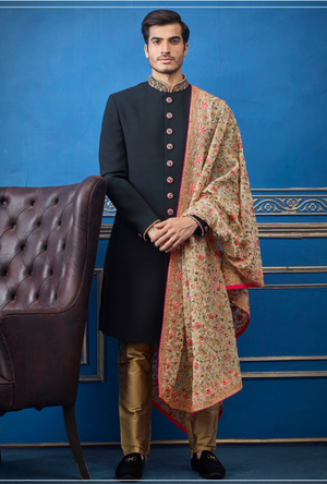 Black and gold Mens Sherwani