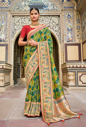 Green and Red Saree