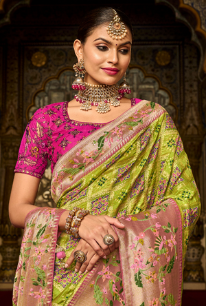 Green and Pink Saree