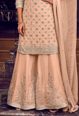 Peach Sharara Suit