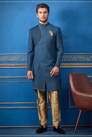 Blue and Copper Mens Sherwani