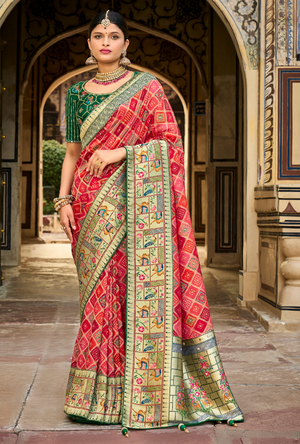 Red and Green Saree