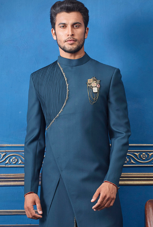 Blue and Copper Mens Sherwani