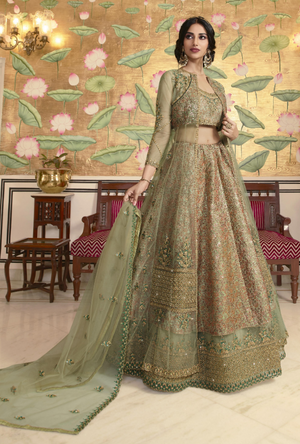 Sage Lehenga Choli - Desi Royale