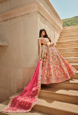 Peach Bridal Lehenga Choli