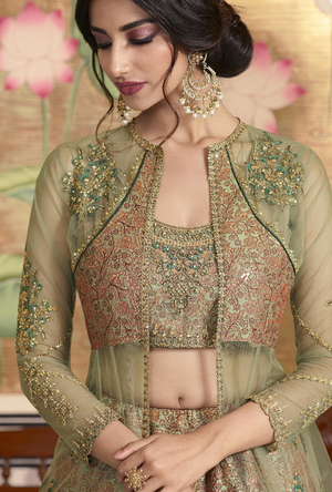 Sage Lehenga Choli - Desi Royale