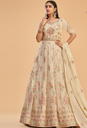 Cream Anarkali Dress