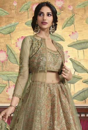 Sage Lehenga Choli - Desi Royale