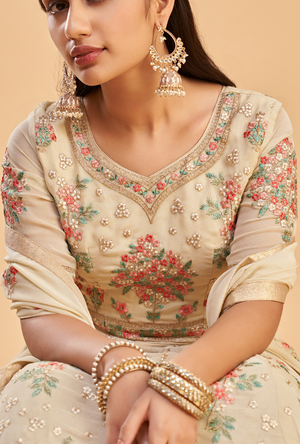 Cream Anarkali Dress