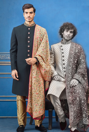 Black and gold Mens Sherwani