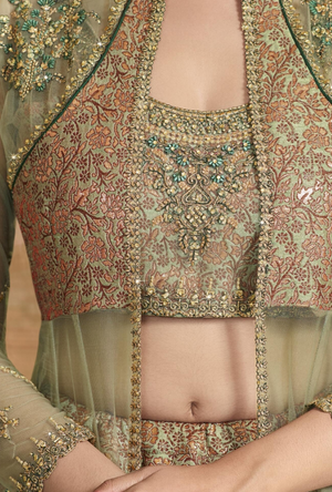 Sage Lehenga Choli - Desi Royale