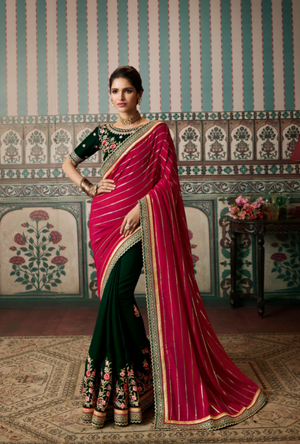 Green and Pink Saree