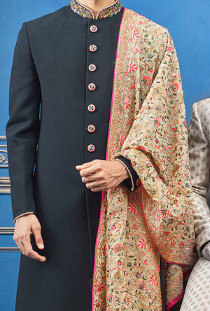 Black and gold Mens Sherwani