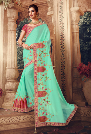 Sea Green Designer Saree