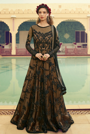 Black Party wear gown - Desi Royale