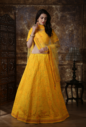 Yellow Bridesmaids Lehenga Choli - Desi Royale