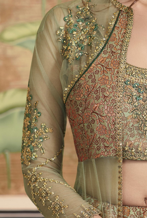 Sage Lehenga Choli - Desi Royale