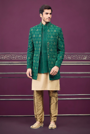 Green and Copper Mens Sherwani