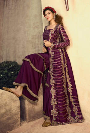 Purple Party wear Suit - Desi Royale