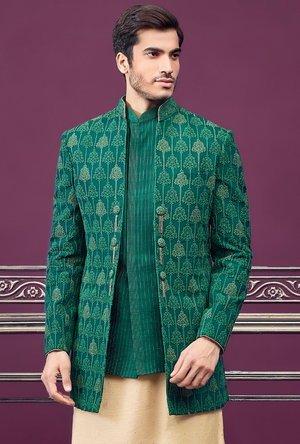 Green and Copper Mens Sherwani