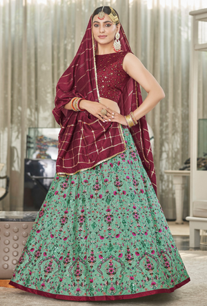 Maroon and Green Bridesmaid Lehenga