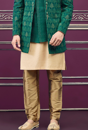 Green and Copper Mens Sherwani