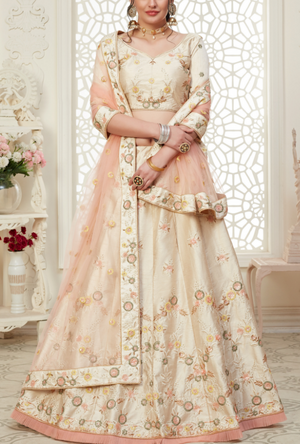 Cream Lehenga Choli