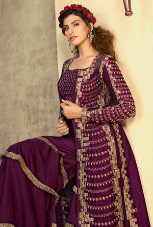 Purple Party wear Suit - Desi Royale