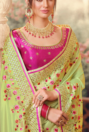 Liril Green Designer Saree