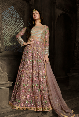 Dusty pink Anarkali Suit