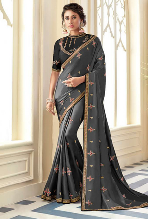 Grey Silk Saree