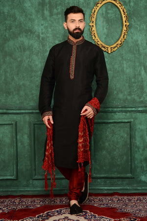 Black Mens Kurta Pajama - Desi Royale