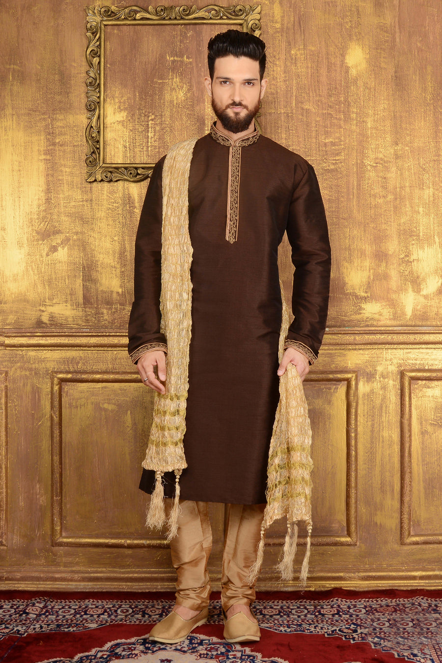 Coffee Mens Kurta Pajama - Desi Royale