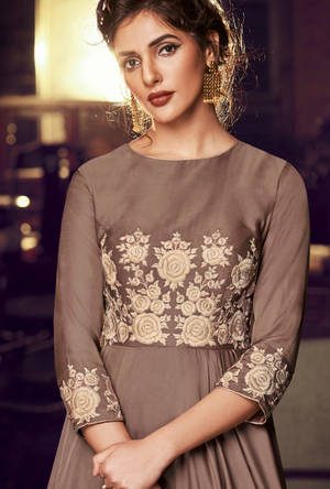 Dark Beige party wear gown suit