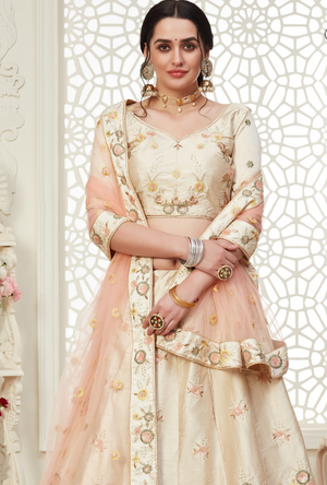 Cream Lehenga Choli