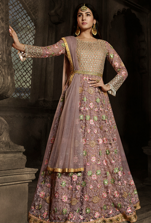 Dusty pink Anarkali Suit