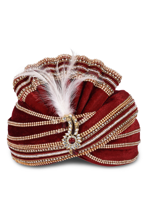 Maroon Wedding Groom Turban - Desi Royale