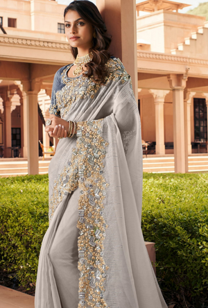 Grey Designer Saree