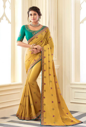 Mustard Silk Saree