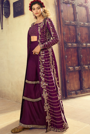 Purple Party wear Suit - Desi Royale